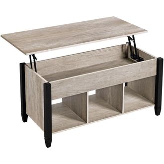Yaheetech Tavolino da caff&egrave; Sollevabile Tavolino da Salotto Divano Moderno con Ripiano Inferiore Portaoggetti Salvaspazio 105 x 50 x 63 cm Grigio - Yaheetech