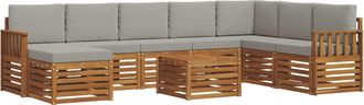 vidaXL Conjunto De Sof&aacute;s De Exterior 9 Uds. Gris Natural Y Claro Vidaxl