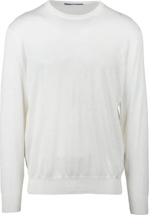 People of Shibuya White Crewneck Cotton Silk Linen Sweater