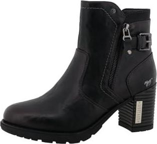 Bottines MUSTANG Pour Femme - Noir/Multicolore, Talon 8cm, Tige 11cm | Style Rétro Avec Imprimé Floral
