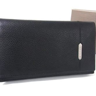 Bulgari Black Leather Long Wallet (Bi-Fold) (Pre-Owned)