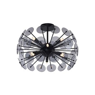 QAZQA L&aacute;mpara techo Art D&eacute;co negra cristal ahumado