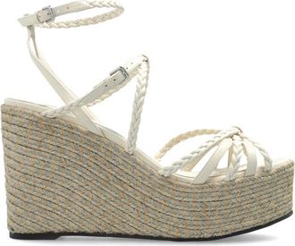 Jimmy Choo London Nyra 100 Wedge Sandalen - Dames - Sleehakken - Beige - 41 EU - Leer - Schoenen