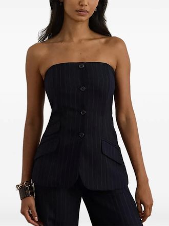 Lauren Ralph Lauren pinstripe buttoned blouse - Blue