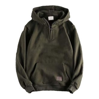 Generic hippy clothes for men | quarter zip jumper men Pocket oversized Hoodie Autumn Winter Warm mens work Hoodies Extra Comfortable plain Hoodie Blended zip