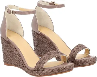 Castaner Leather and Raffia Sandal - Brown