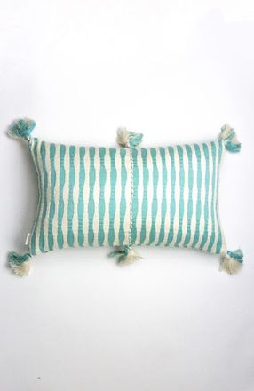 Archive New York Antigua Classic Striped Handwoven Cotton Throw Pillow in Faded Aqua And Ivory at Nordstrom, Size 12X20
