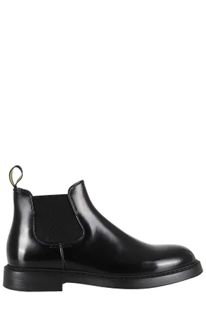 Doucal's Black Beatles Horse Glossy Leather Ankle Boots