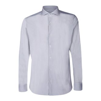 Dell'Oglio Wit Gestreept Overhemd Herenmode - Heren - Casual Overhemden - Wit - L - Overhemden