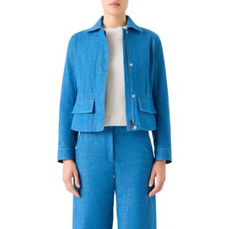 Akris Hugh Stretch Denim Cargo Jacket in Twilight at Nordstrom, Size 12