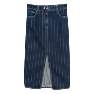 BA&SH Pinstripe Denim Midi Skirt