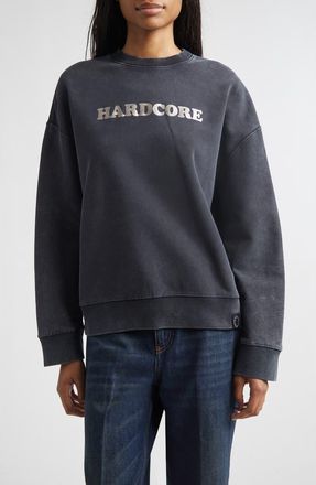 Stella McCartney Hardcore French Terry Graphic Hoodie in Washed Black at Nordstrom, Size X-Large