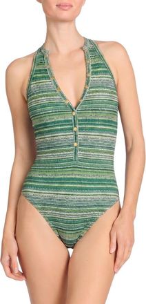 Robin Piccone Emilia Snap One-Piece Swimsuit in Verde at Nordstrom, Size 12
