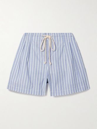 Maria McManus Shorts In Cotone Biologico A Righe Con Pinces - Blu