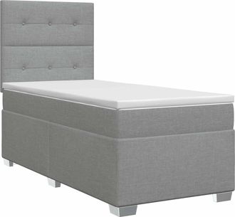 vidaXL Cama Box Spring Con Colch&oacute;n Gris Claro Individual Tela Vidaxl