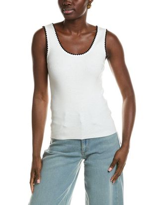 T Tahari Sleeveless Scoop Neck Rib Top