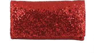 Loni Loni Sparkly Sequin Party Evening Clutch Shoulder Bag, Red, M