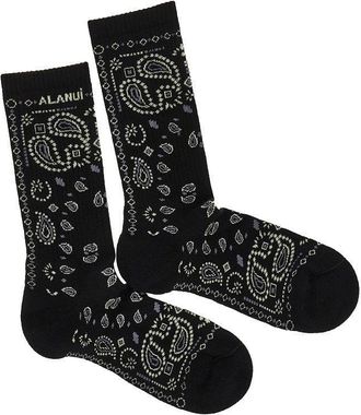 Alanui Cotton-blend socks with Bandana motif Woman One Size