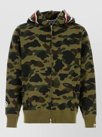 A Bathing Ape cotton camo shark hooded sweatshirt