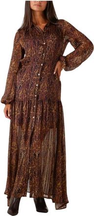 Amaya Amsterdam Bruine Tessa Jurk voor Herfst/Winter - Dames - Maxi kleedjes - Bruin - XS - Polyester - Kleedjes