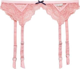 Fleur du Mal Bianca Lace Garter Belt in Pink Lady at Nordstrom, Size 2