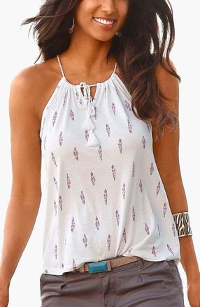 Lascana Womens Braided Strap Print Top in Cream at Nordstrom, Size 6