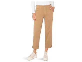 Liverpool L.A. Petite Soft Touch Twill Mid-rise Utility Crop W/ Tab Hem Pant 24 Inseam Womens Clothing Desert Camel : 12P 24