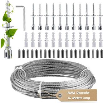 OEM Enrejado De Alambre Para Plantas Trepadoras, Cuerda De Acero Inoxidable De 16 Metros, Kit De Fijaci&oacute;n Para Jard&iacute;n Y Hogar