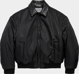 Balenciaga Men & apos;s Leather-Collar Bomber Jacket