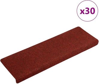 vidaXL vidaXL Tappetini per scale autoadesivi 30 pz 65x21x4 cm Bordeaux Rosso Bordo rettangolare