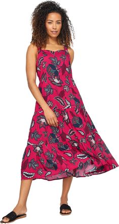 M&Co Womens Flower Printed Tiered Midi Sundress - Womens Pink