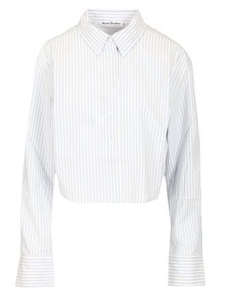 Acne Studios Striped Cropped Shirt Shirts Blu-Donna