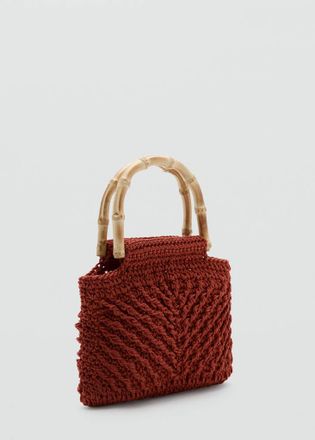 Mango Borsa mano manico bamb&ugrave; arancione tostato - Donna - Taglia unica - MANGO