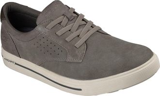 Skechers Arch Fit Solano 2.0 Rey Leren Heren Grijze Veterschoenen