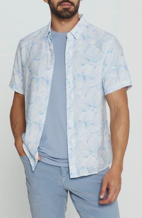 7 Diamonds Linden Floral Short Sleeve Button-Up Shirt in Light Blue at Nordstrom, Size Xx-Large