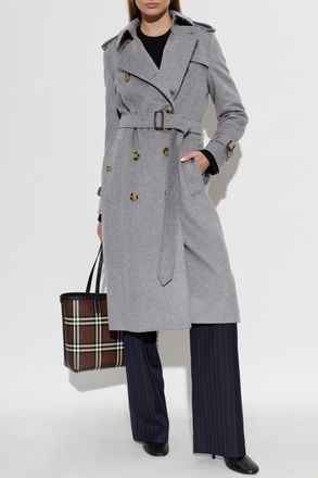 Burberry Cashmere Trench Coat Kensington, Womens, Grey