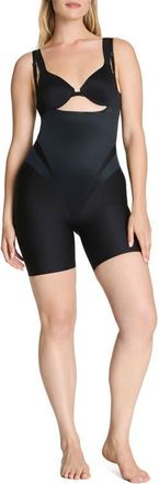 Spanx Open Bust Mid Thigh Shaper Bodysuit in Very Black at Nordstrom, Size X-Large