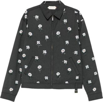 Honor The Gift Floral-embroidered Pinstripe Overshirt