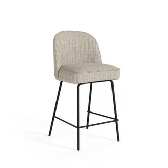 Koketto Home Taburete bajo con respaldo color taupe y patas en negro