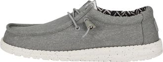 HeyDude Mens Wally Canvas - Casual Slip-On Shoes - Moccasin Style, Light Grey, 12 UK