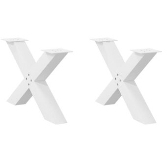 vidaXL Patas Para Mesa De Centro En Forma De X (2 Unidades), Color Blanco, 70 X (42-43) Cm, Acero Vidaxl