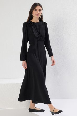 Trendyol Modest Dames Zwart Effen Maxi Lang Casual Zeemeermin Modest Jurken