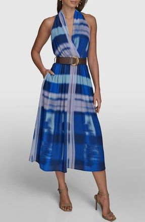 DKNY Tie Dye Print Sleeveless Midi Dress in Blueberry Multi at Nordstrom Rack, Size 12