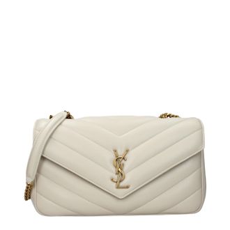 Saint Laurent Damess Loulou Schoudertas Wit/Cr&egrave;me Leer