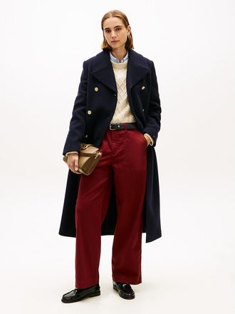 Tommy Hilfiger Womens Stretch Twill Wide Leg Utility Pant - Brown - 10