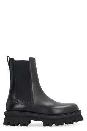 Ferragamo Black Leather Slip On Boots