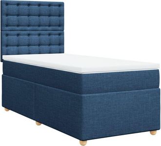 vidaXL Cama Box Spring Con Colch&oacute;n Tela Azul 90x200 Cm Vidaxl