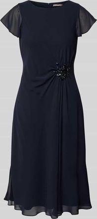 Christian Berg Cocktail Cocktailkleid mit Ziersteinbesatz in Marine Melange, Größe 38