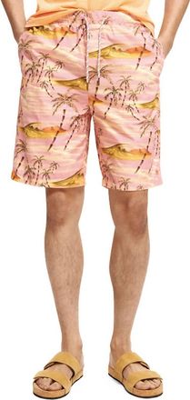 Scotch & Soda Garment-Dyed Organic Bermuda Shorts In Pink Hawaiian