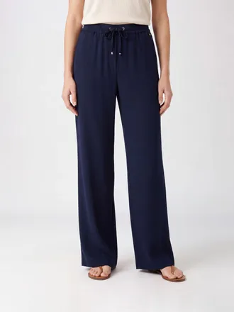 Herno High-Waisted Jersey Palazzo Trousers with Drawstring